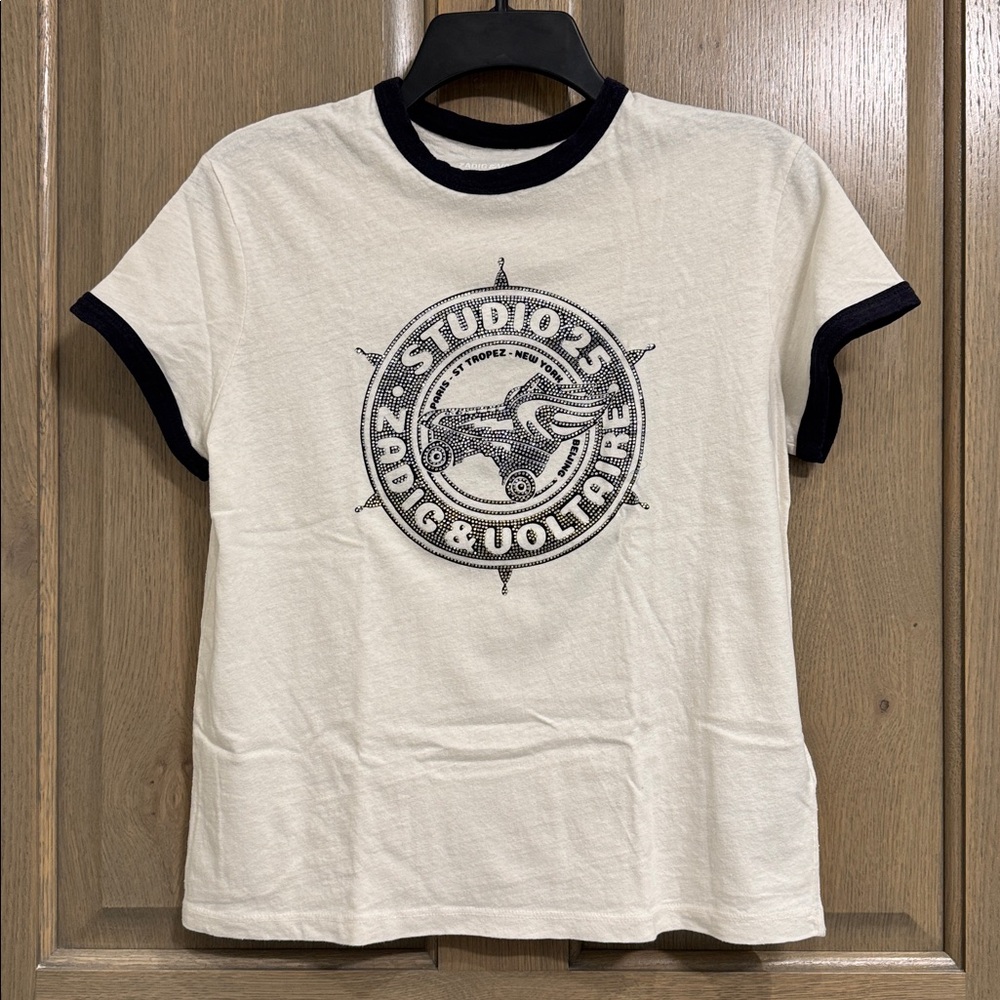 Zadig & Voltaire Rhinestone White Tee Size XS - Picture 2 of 5